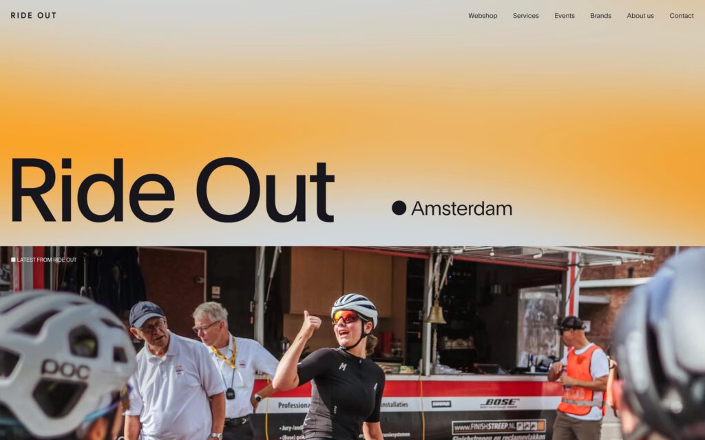 Screenshot of Ride Out website on desktop (homepage)